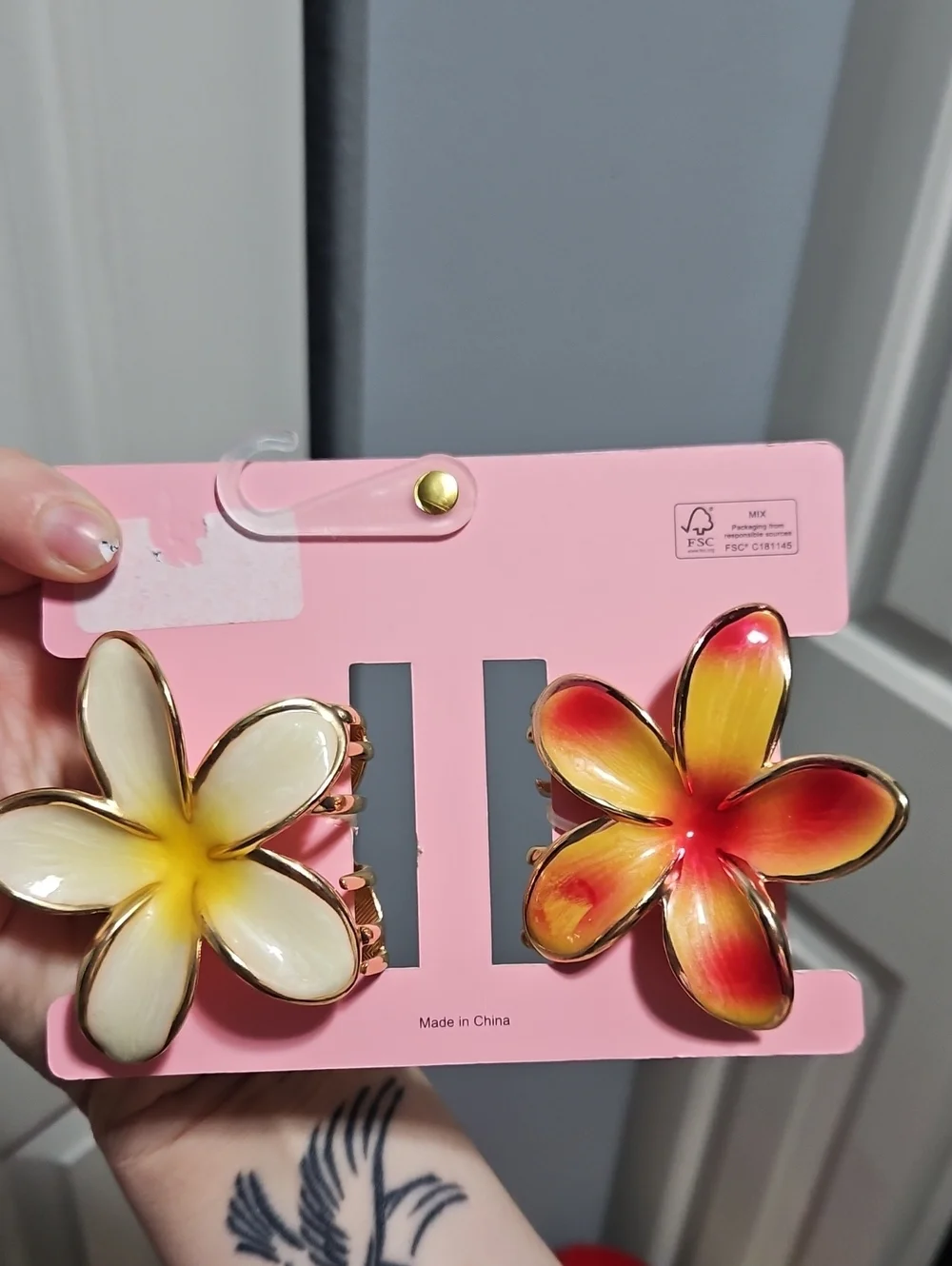NWT Piper K Metal Plumeria Flower Claw Hair Clips